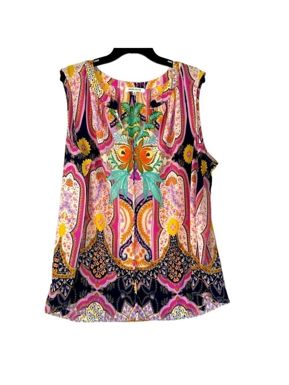 Rose & Olive Top, Size 3X, PTP 27", Length 28" Pretty Summer Top, New Condition - Picture 1 of 6